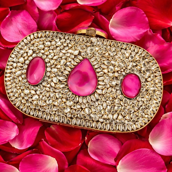 Elegant Pink and Gold Clutch